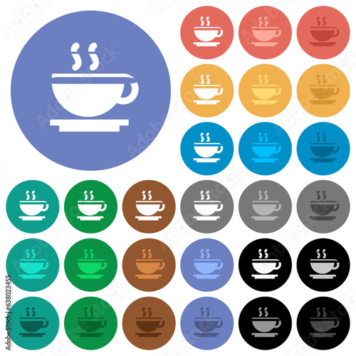 Cup of coffee round flat multi colored icons