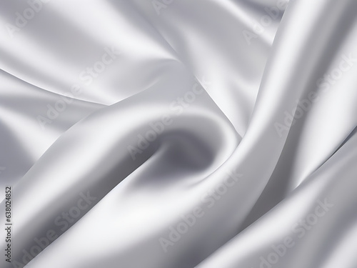 Smooth elegant silk fabric or satin luxury cloth texture white background, 3d white grey silver panorama background