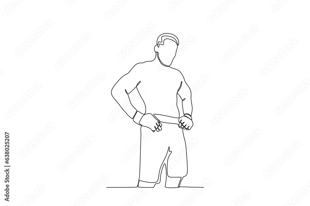 A man showing his abs. UFC one-line drawing