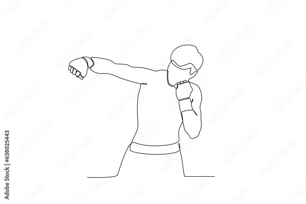 Front view of a man punching an opponent. UFC one-line drawing Front view of a man punching an opponent. UFC one-line drawing