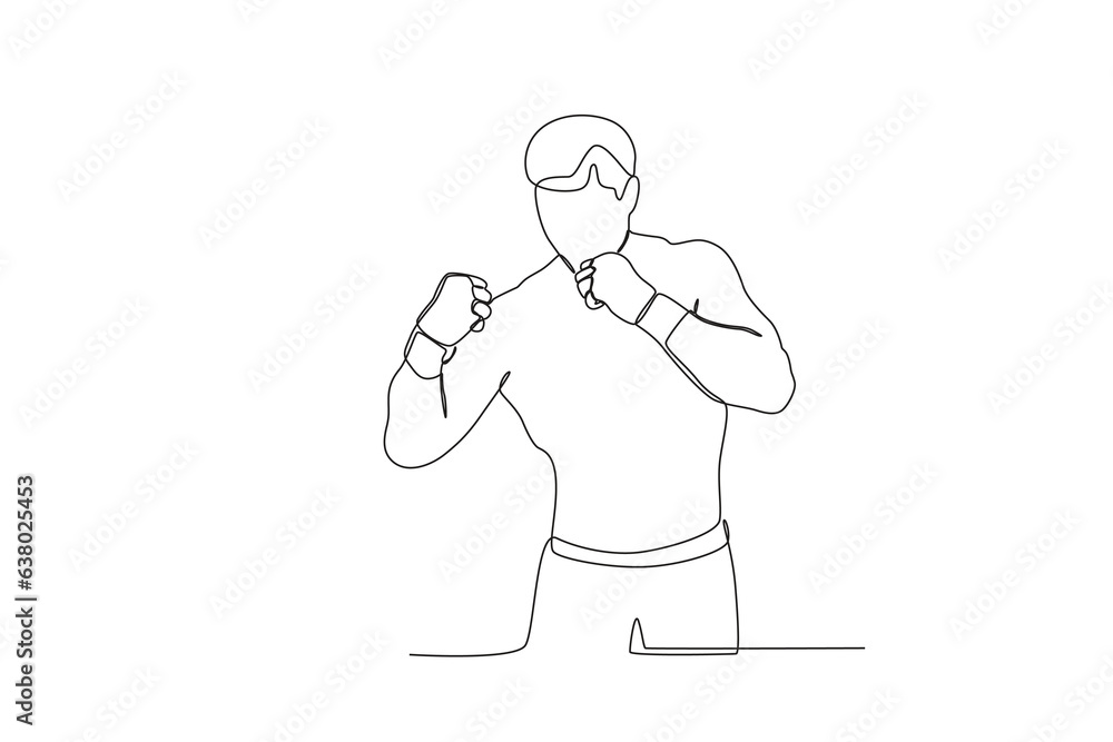 A man is excited to start the match. UFC one-line drawing