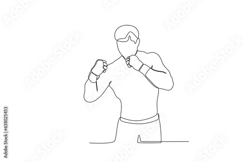 A man is excited to start the match. UFC one-line drawing