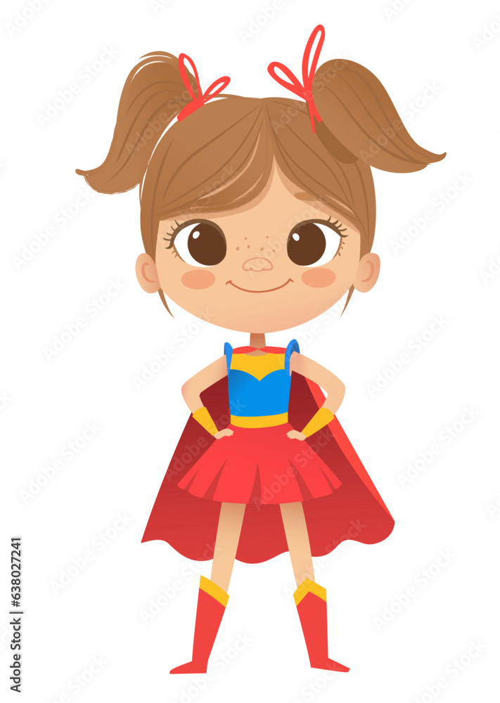 Cartoon vector characters Superheroe Girl, isolated on white background. Perfect for party, invitations, web, mascot. Cartoon vector characters Superheroe Girl, isolated on white background. Perfect for party, invitations, web, mascot.