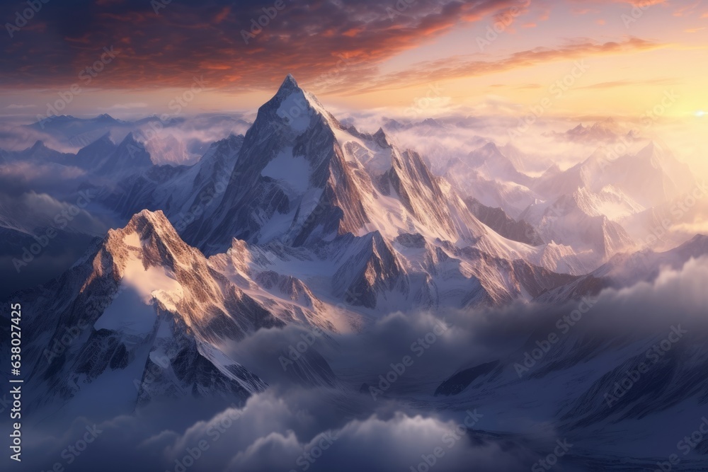 Stunning mountains in a chilly winter landscape