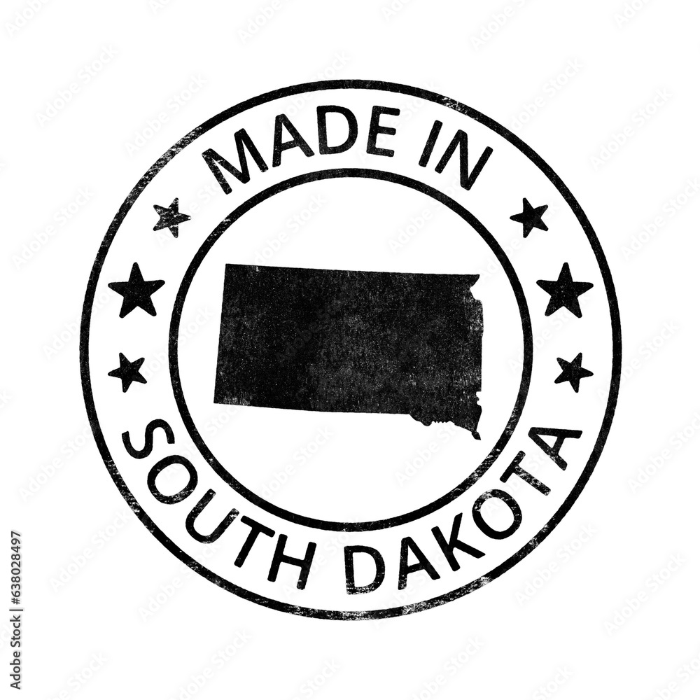 Made in South Dakota grunge rubber stamp with state map isolated on ...