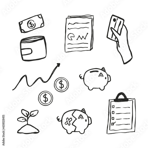 concept of finance, investment. Hand-drawn doodle of financial market