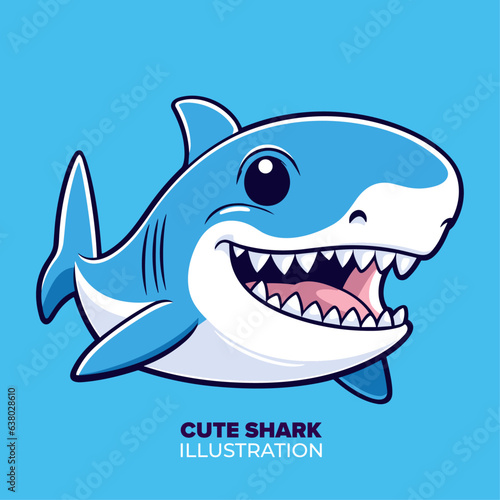 Cute Shark Fish Cartoon  Exploring Whimsical Animal Nature Icon in Isolated Flat Cartoon Vector