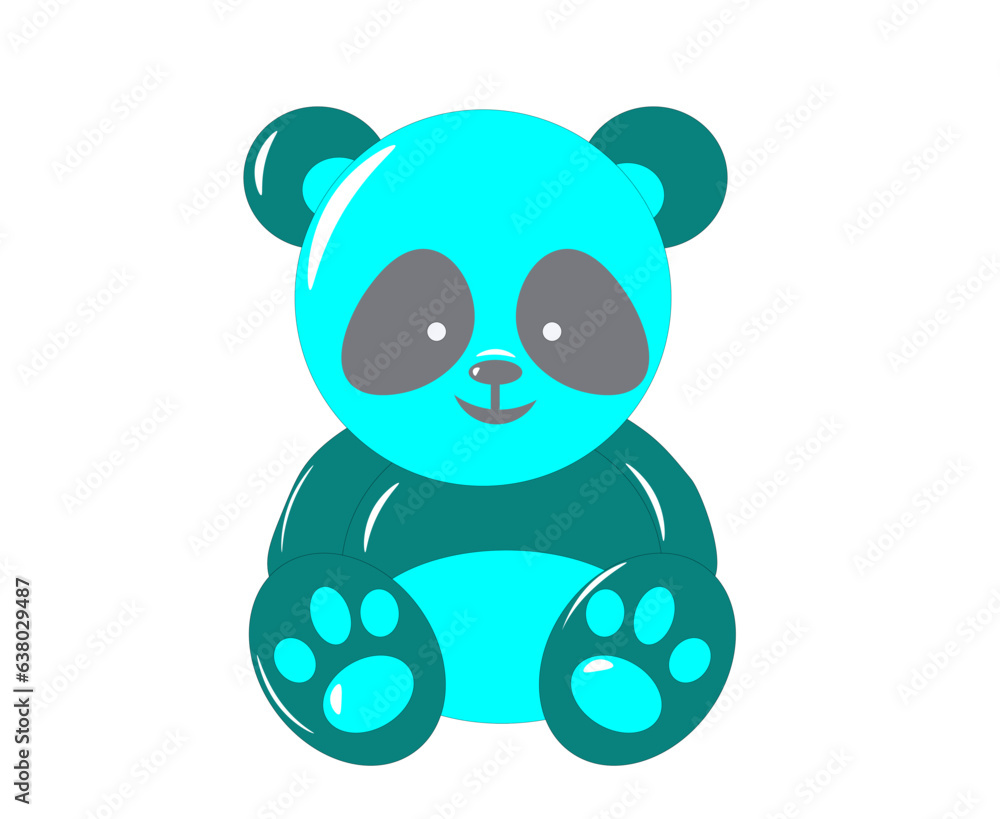 Naklejka premium Vector illustration of cartoon panda in turquoise color