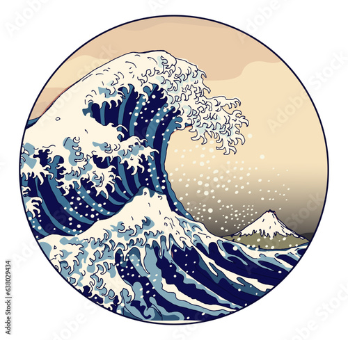 Print op canvas "The Great Wave off Kanagawa" and mount Fuji