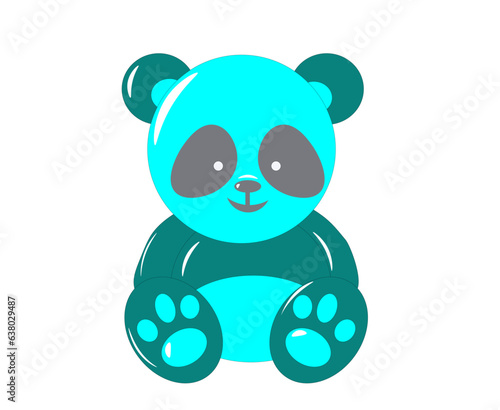 Vector illustration of cartoon panda in turquoise color © Dav_782