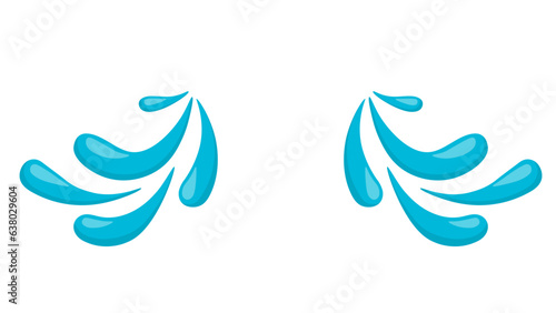 Tears or drops in cartoon flat style. Water spray, falling droplets. Crying or sad mood.