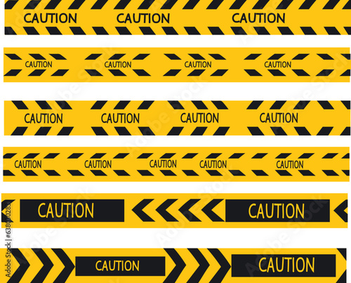 background with warning stripes. set of police tape warning alert yellow and black tape