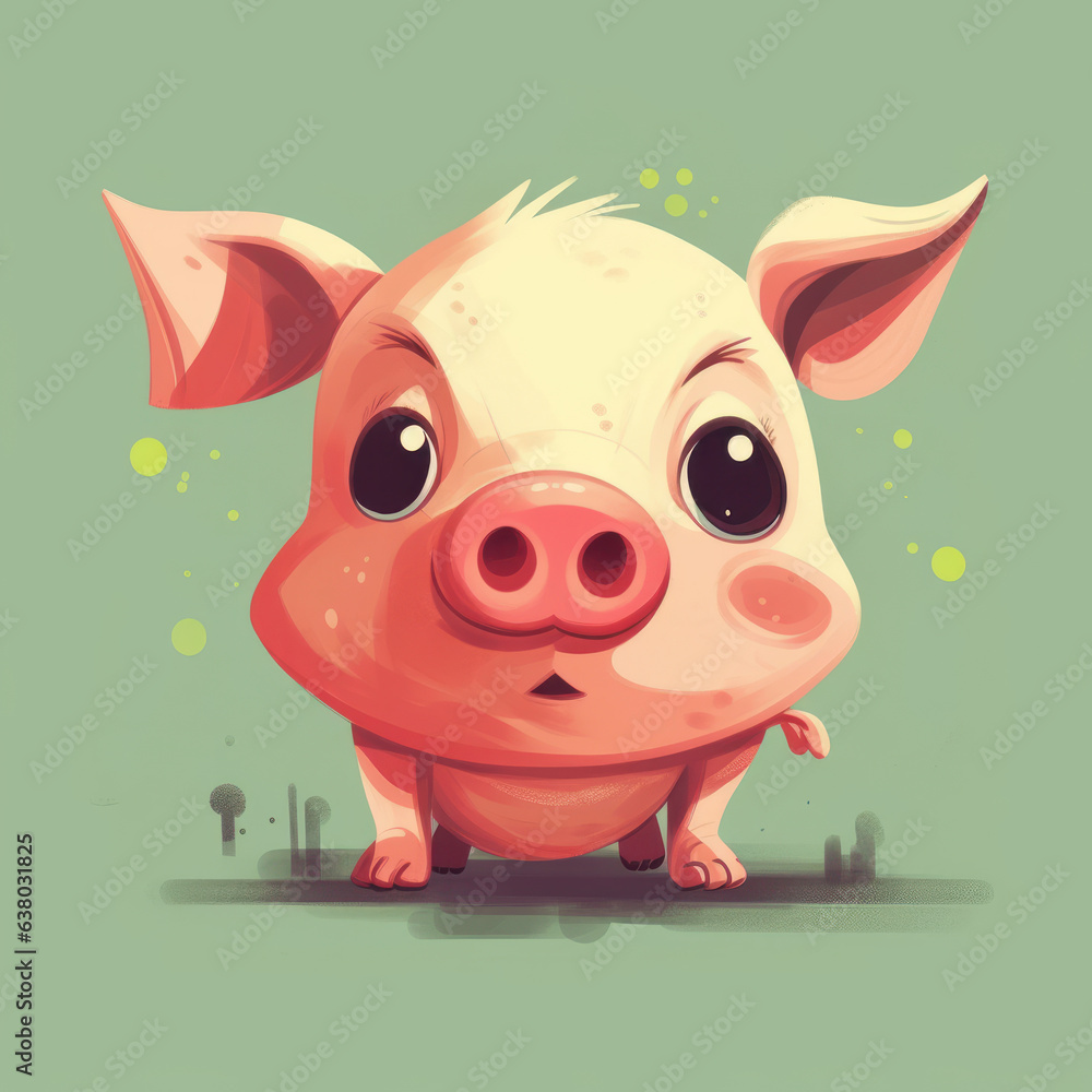 Illustration of a drawing of a little pig. Generative AI.