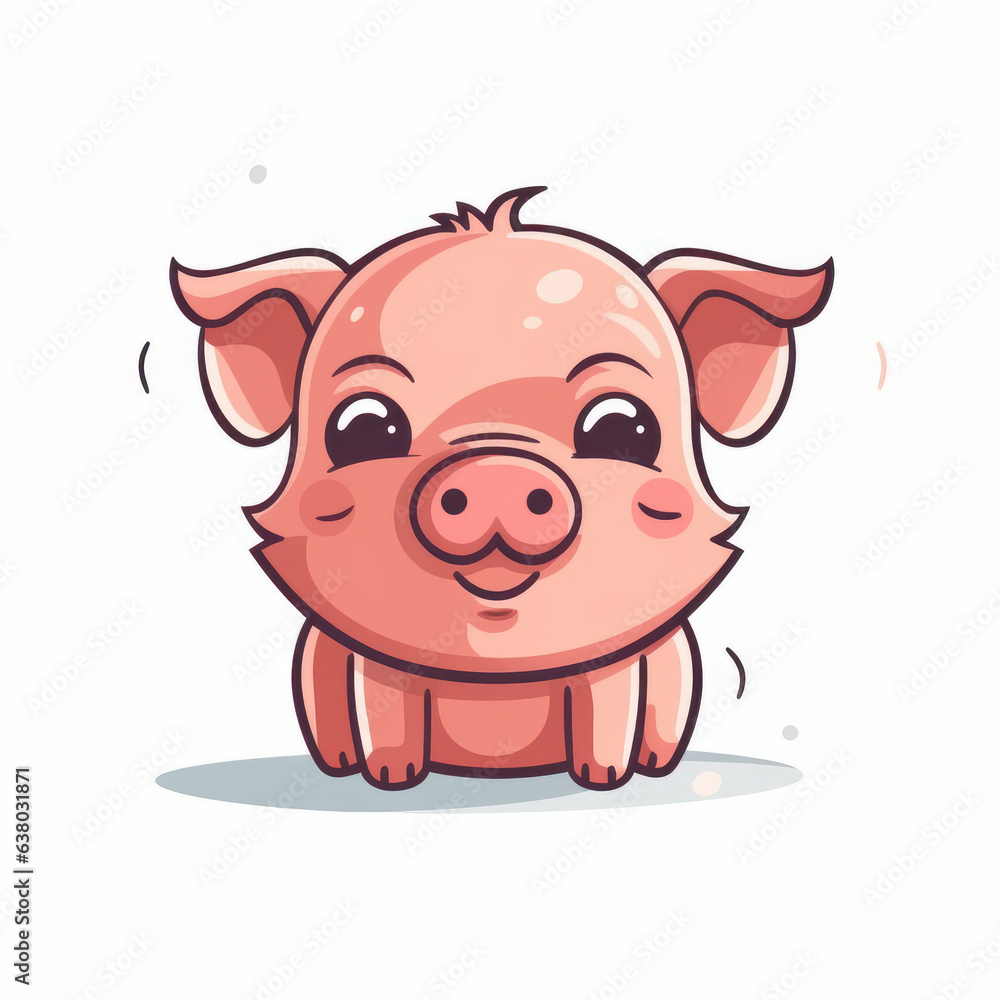 Illustration of a drawing of a little pig. Generative AI.