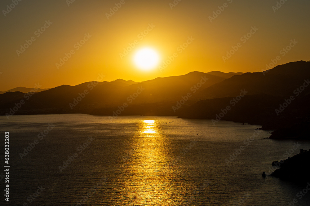 Sunset over Mediterranean sea from Cerro Gordo. La Herradura, Andulasia, Southern Spain Sunset over Mediterranean sea from Cerro Gordo. La Herradura, Andulasia, Southern Spain