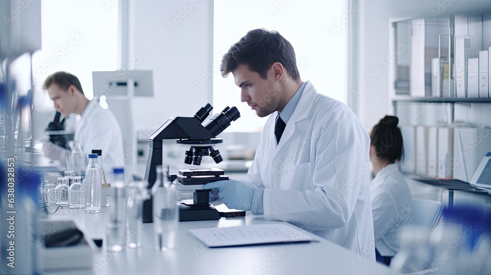 samples in advanced scientific laboratory. Medical professional use microscope look microbiological developmental of viral. Biotechnology research in science lab. samples in advanced scientific laboratory. Medical professional use microscope look microbiological developmental of viral. Biotechnology research in science lab.