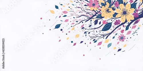 Abstract Sakura flowers cartoon. AI generated illustration