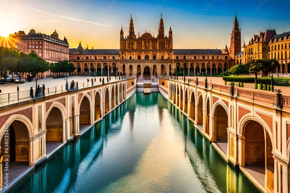 Experience the grandeur of Spain Square (Plaza de España) in Seville, Spain, a place that encapsulates the city's architectural beauty and historical significance.