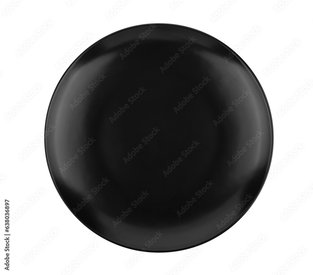 The Black plate on transparent png. Top view The Black plate on transparent png. Top view