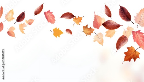 Autumn leaves on white background. Fall season. Vector illustration.