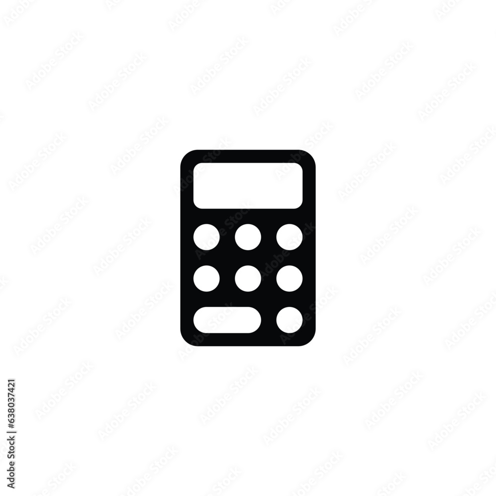 Calculator icon. Simple style stationery store poster background symbol. Financial brand logo design element. Calculator t-shirt printing. Vector for sticker. Calculator icon. Simple style stationery store poster background symbol. Financial brand logo design element. Calculator t-shirt printing. Vector for sticker.