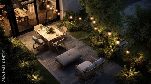 A small courtyard surrounde...