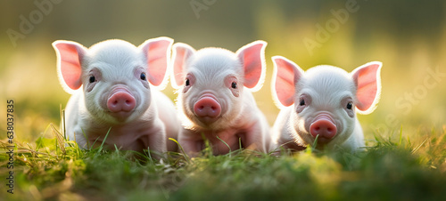 glückliche kleine Schweinchen auf dem Bauernhof