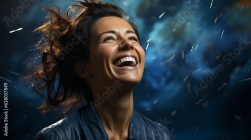 cheerful girl laughing at the camera