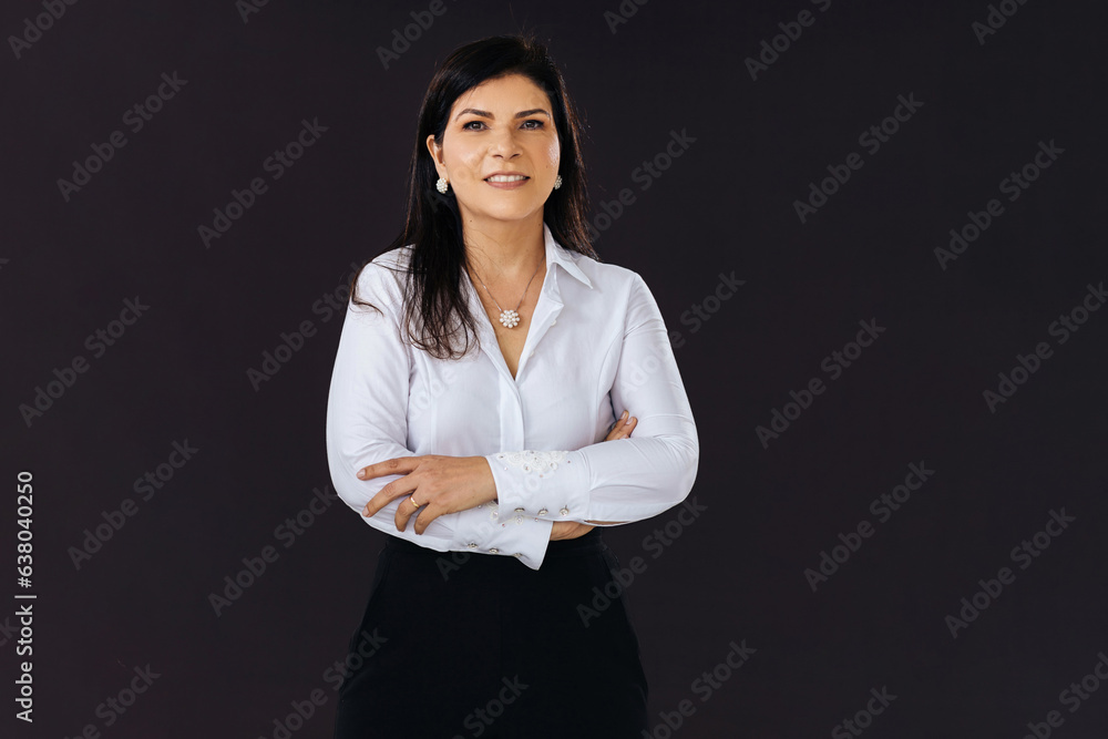 Portrait of Brazilian business woman over neutral background. Confident latin businesswoman Portrait of Brazilian business woman over neutral background. Confident latin businesswoman