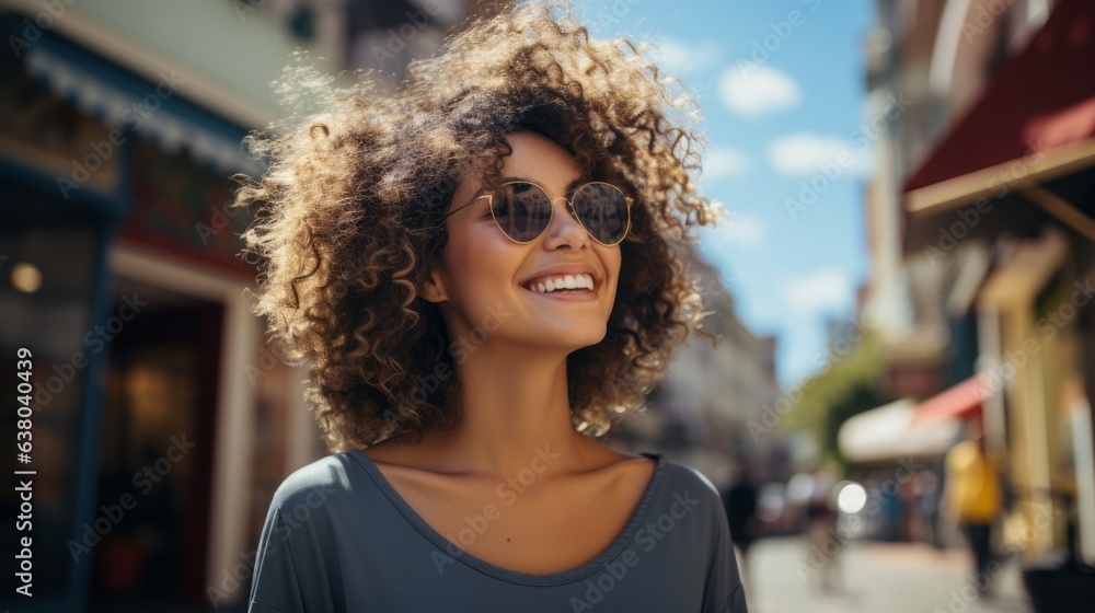 Fototapeta premium a woman enjoying life and laughing