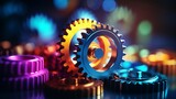 A vibrant and intricate arrangement of gears