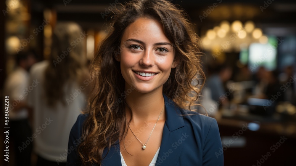 an elegant woman smiling at the camera. an elegant woman smiling at the camera.