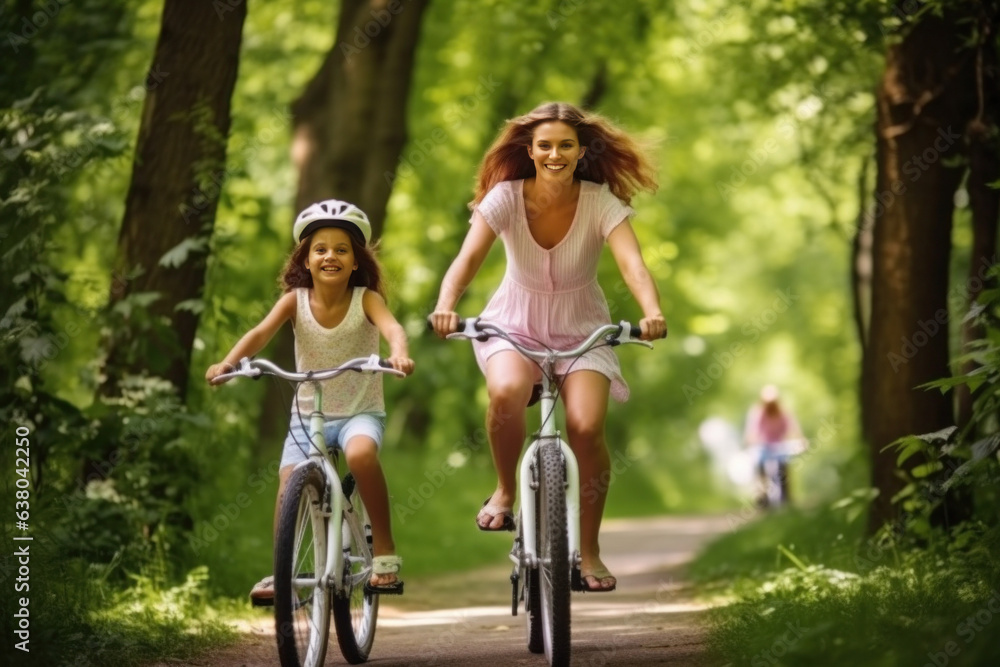 Naklejka premium Learning to ride a bike (AI Generated) 