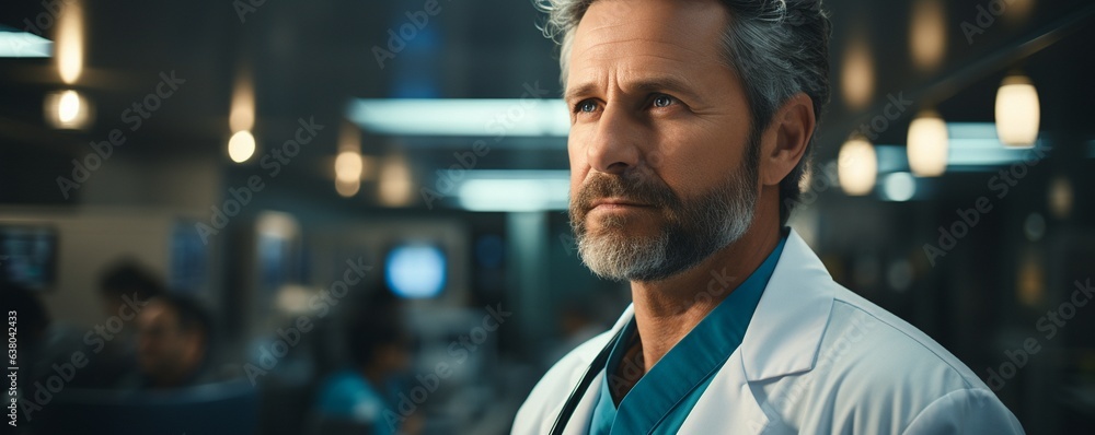 excellent medical care. Standing in a hospital hallway, a male doctor in uniform takes notes on a clipboard.. excellent medical care. Standing in a hospital hallway, a male doctor in uniform takes notes on a clipboard..