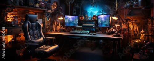 Professional gaming space with an extremely powerful computer.