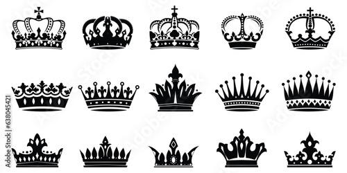 Fototapeta kings crown silhouette set