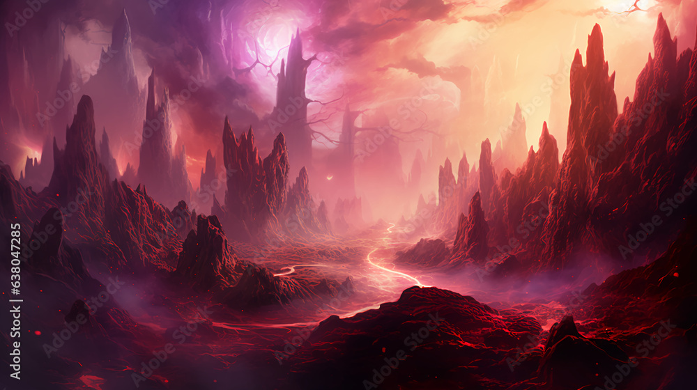 Fototapeta premium landscape, sunset, sky, mountain, nature, mountains, sunrise, canyon, rock, desert, cloud, clouds, travel, arizona, park, view, rocks, sun, red, scenic, national, cloudscape, Generated by AI