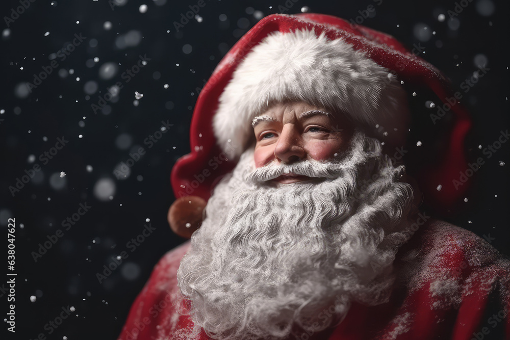 photo Santa Claus on a red background in the studio , gifts Merry Christmas , snow. Generative AI. photo Santa Claus on a red background in the studio , gifts Merry Christmas , snow. Generative AI.