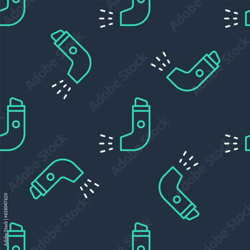 Line Inhaler icon isolated seamless pattern on black background. Breather for cough relief, inhalation, allergic patient. Vector