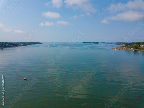 Aerial view of a Harpswell water front neighborhood. Pictures taken with drone during the summer photo