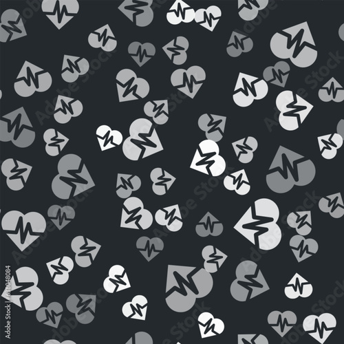 Grey Health insurance icon isolated seamless pattern on black background. Patient protection. Security  safety  protection  protect concept. Vector.