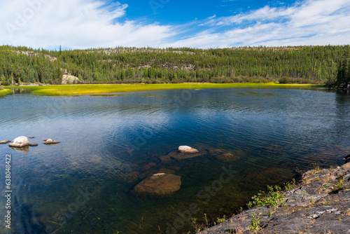 Summer afternoon at Cameron River Day Use Area in Hidden Lake Territorial Park, NT Canada photo