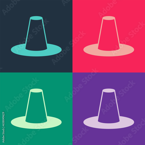 Pop art Traditional korean hat icon isolated on color background. Vector