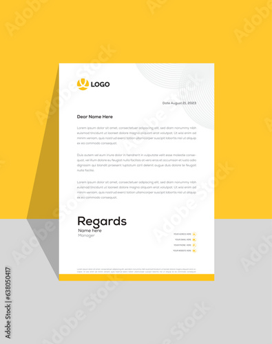 Letterhead Layout with Yellow Accents And Template
