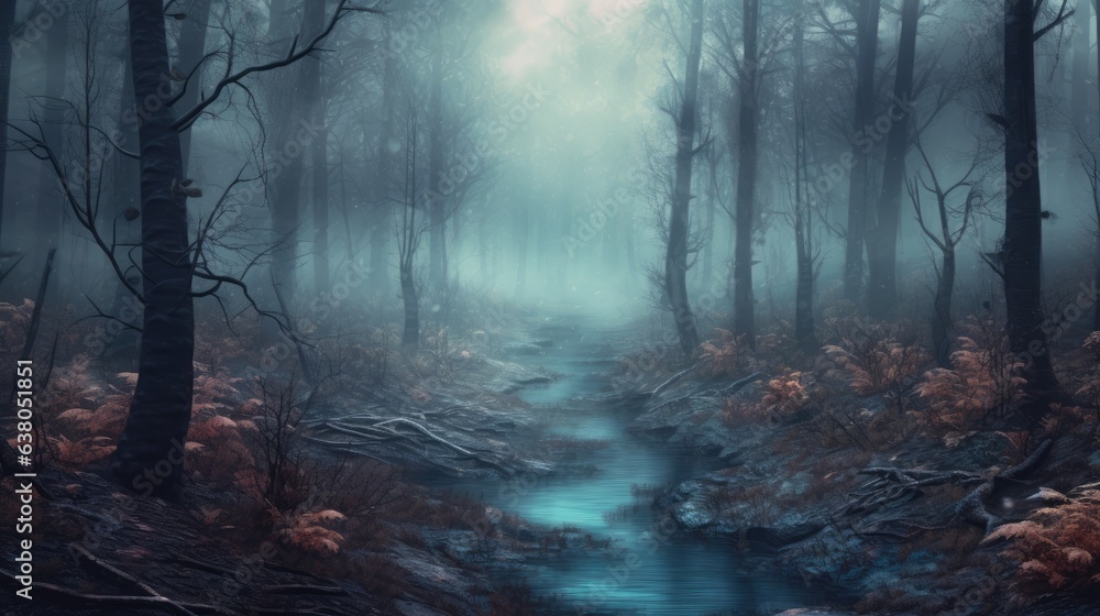 Fototapeta premium a mysterious, misty woodland