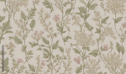 Wallpaper Mural an elegant wallpaper featuring intricate botanical illustrations. Highlight delicate flowers and leaves against a soft pastel background Torontodigital.ca