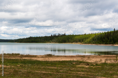 Cloudy morning over Slave River, Fort Smith, Northwest Territories, Canada