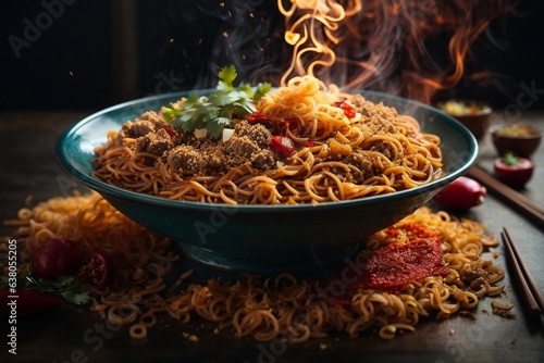 Tempting Hot Spicy Noodles Generative AI