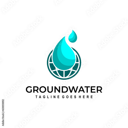 Water and earth illustration logo blue color isolated white background