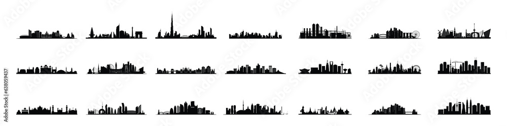 set of buildings silhouette set of buildings silhouette